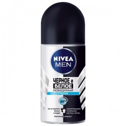 Антиперспирант для мужчин, Nivea (Нивея) 50 мл невидимая защита для черного и белого фреш ролик